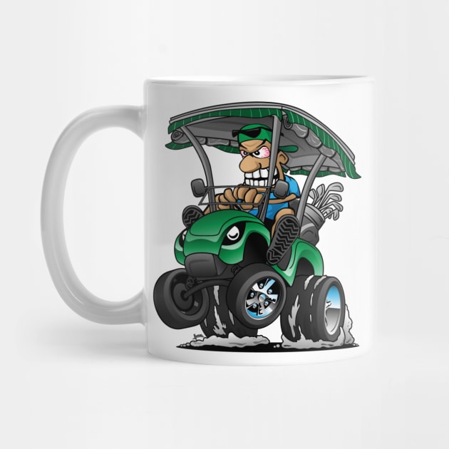 Funny Golf Cart Hotrod Golf Car Popping a Wheelie Cartoon by hobrath